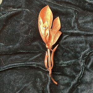 Elegant Copper Leaf Brooch